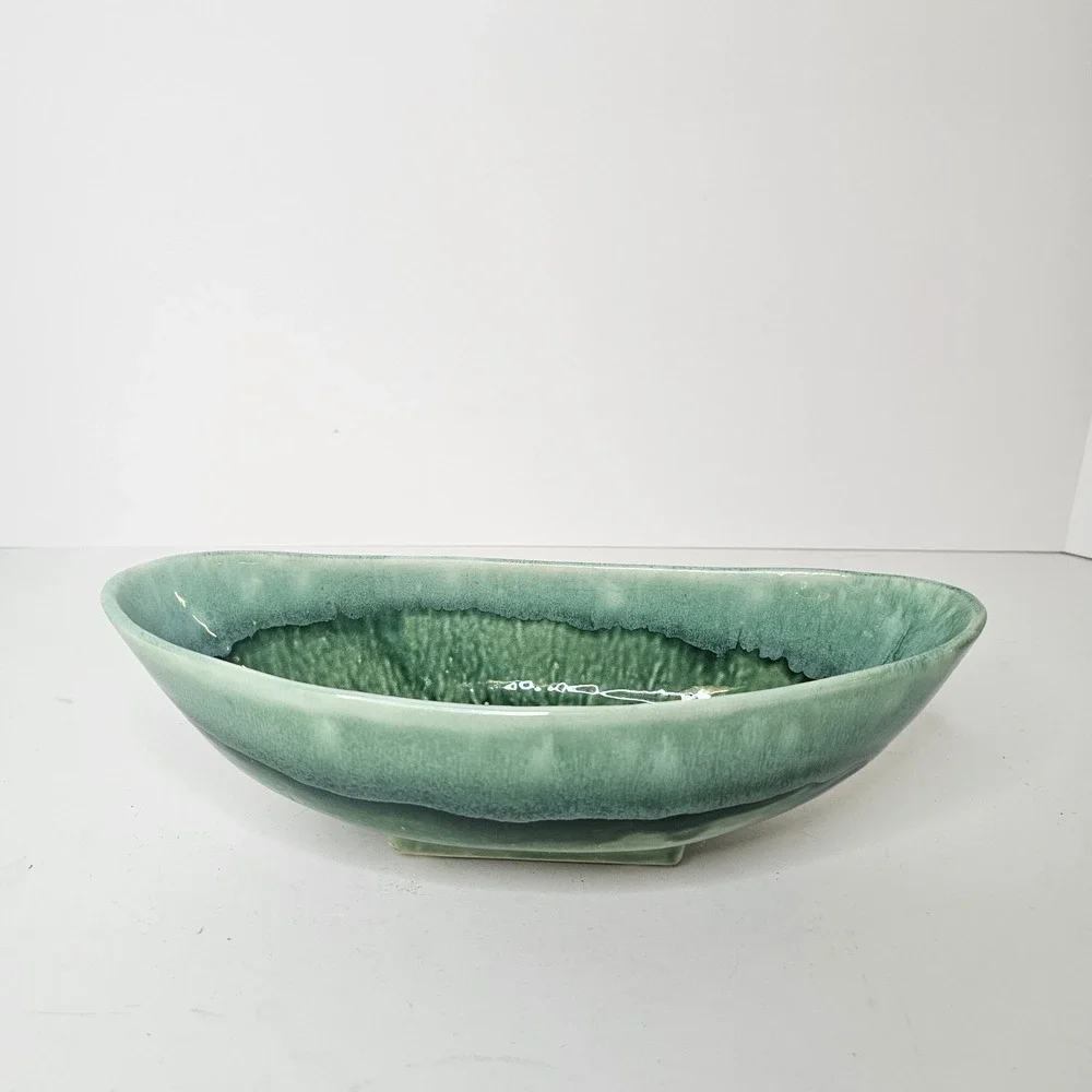 Vintage MCM Turqoise Pottery Green  Bowl or Ashtray L.M.2